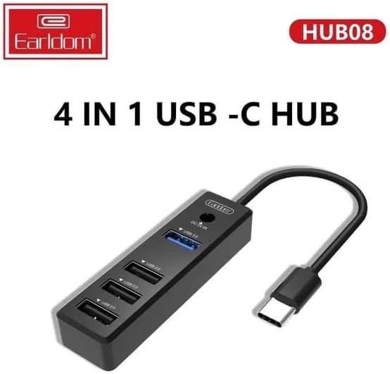 Earldom ET-HUB08 4-in-1 USB-C Hub - High-Speed Data Transfer, 4K HDMI, USB 3.0, SD/MicroSD Card Reader Earldom ET-HUB08 4-in-1 USB-C Hub - High-Speed Data Transfer, 4K HDMI, USB 3.0, SD/MicroSD Card Reader